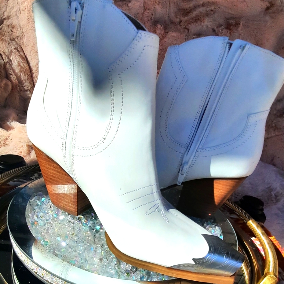 White Western Bootie